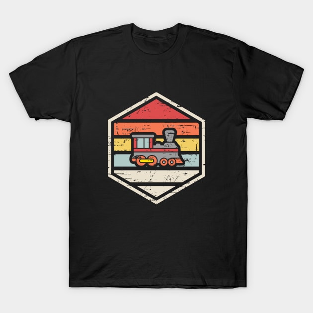 Retro Badge locomotive T-Shirt by rojakdesigns